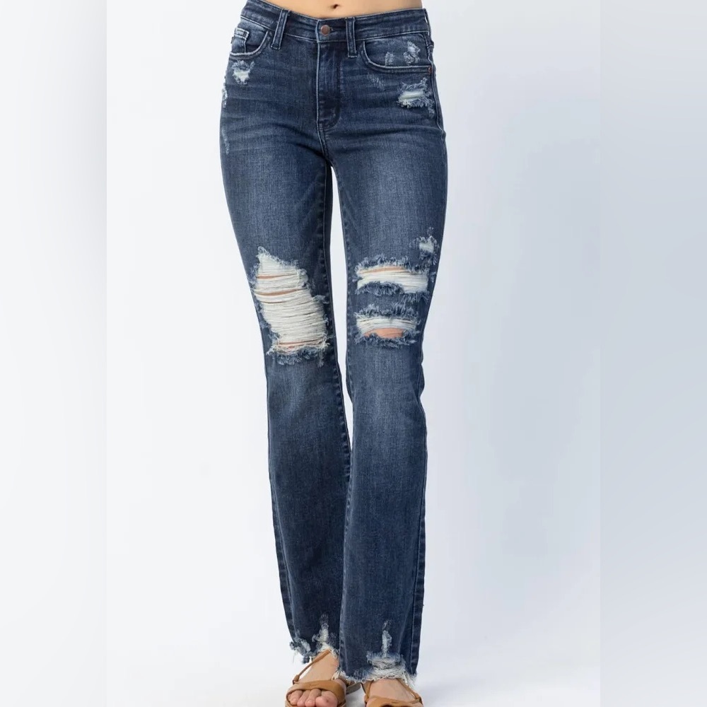Judy Blue Slim Bootcut Distressed Jeans 82426